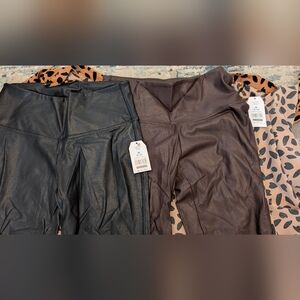 Black and Brown Faux Leather Leggings